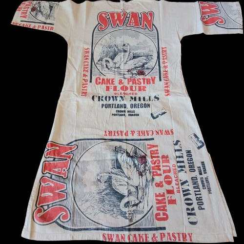 Flour Sack Dress Swan Vintage Look Feed Bag Garden Hippie Boho One Size Relaxed