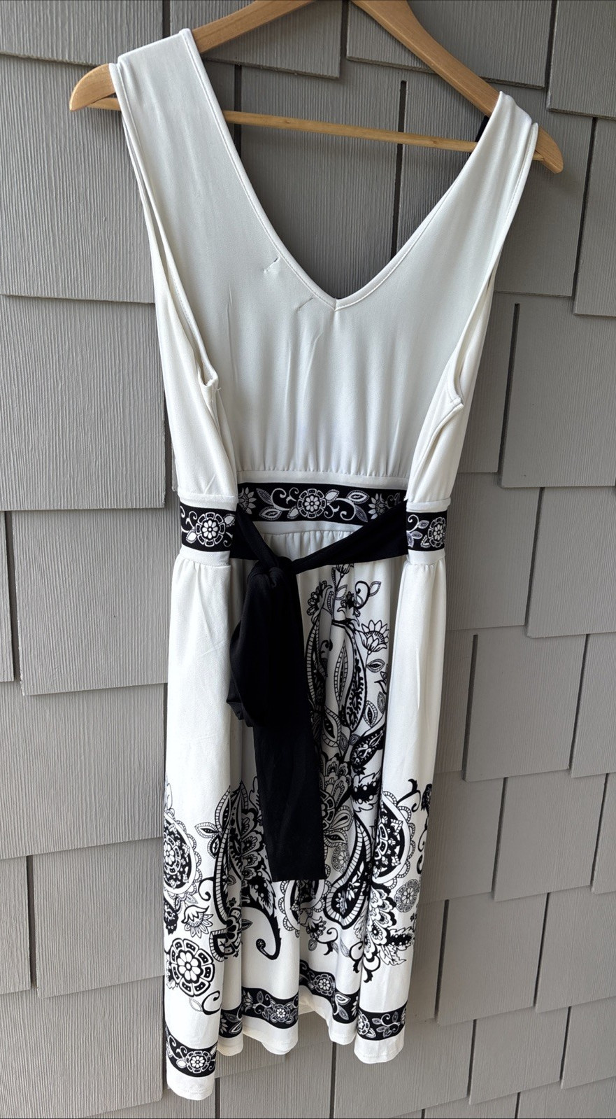 Joei & I Empire Waist Sleveless Graphic Print Lined Dress Tie Back Size XL