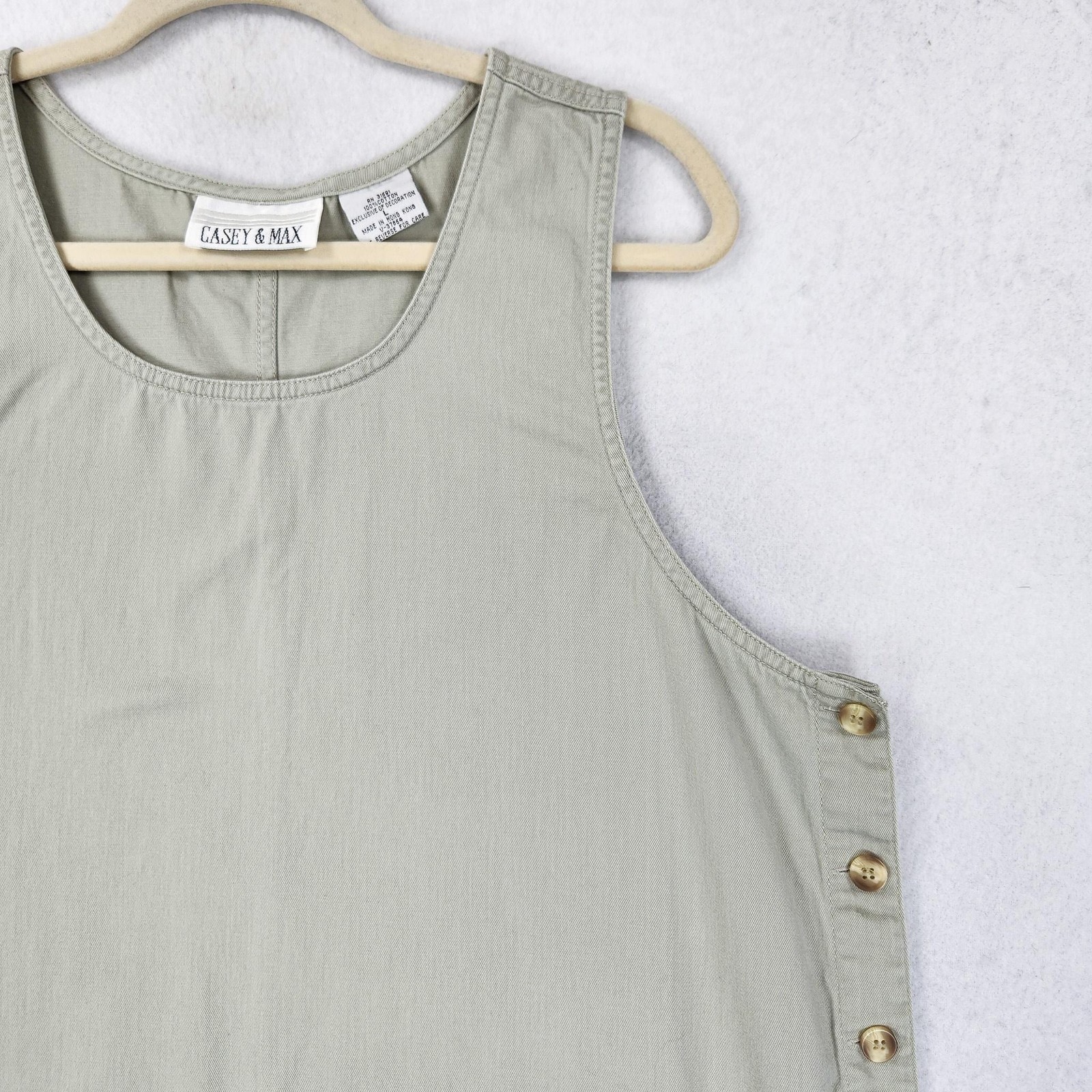 Vintage Casey & Max Dress Womens Large Beige Cotton Jumper Floral Embroidered