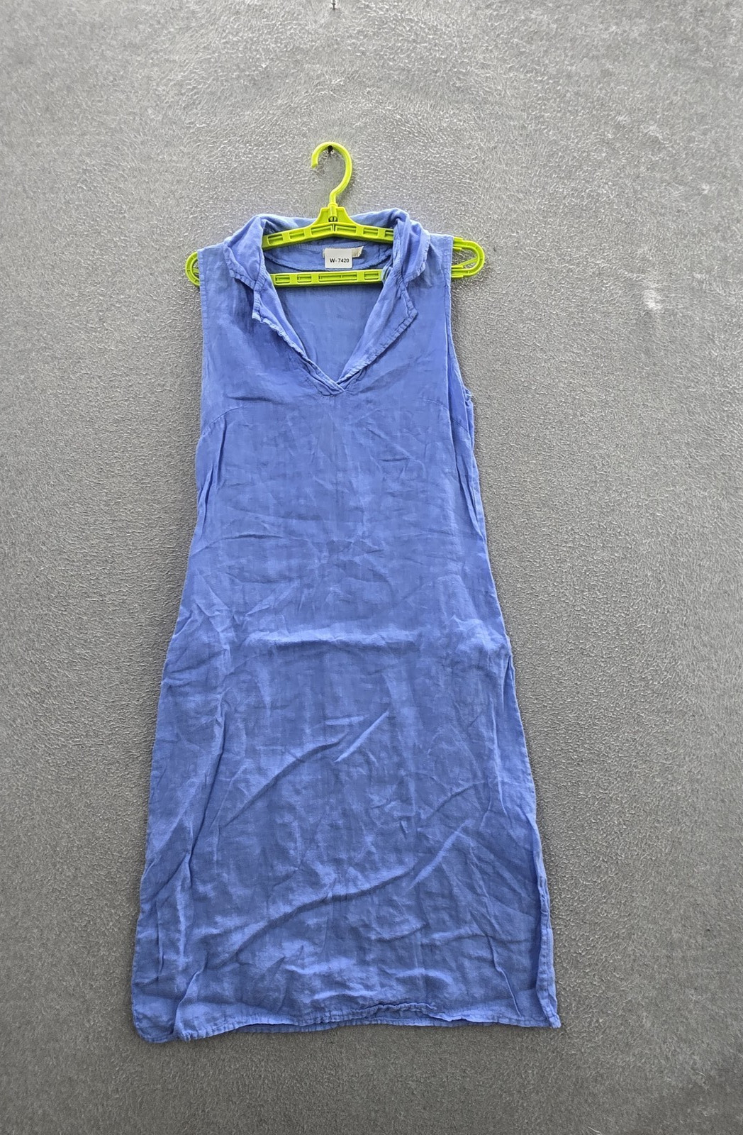 Valentina Naldi Women Dress S Blue Linen Midi Sleeveless Coastal Beachy Italy