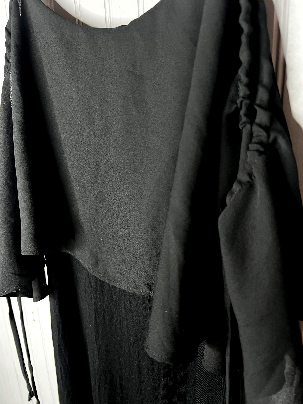 Green Envelope Casual Couture Dress Womens Large Black Ruffle Maxi Made USA