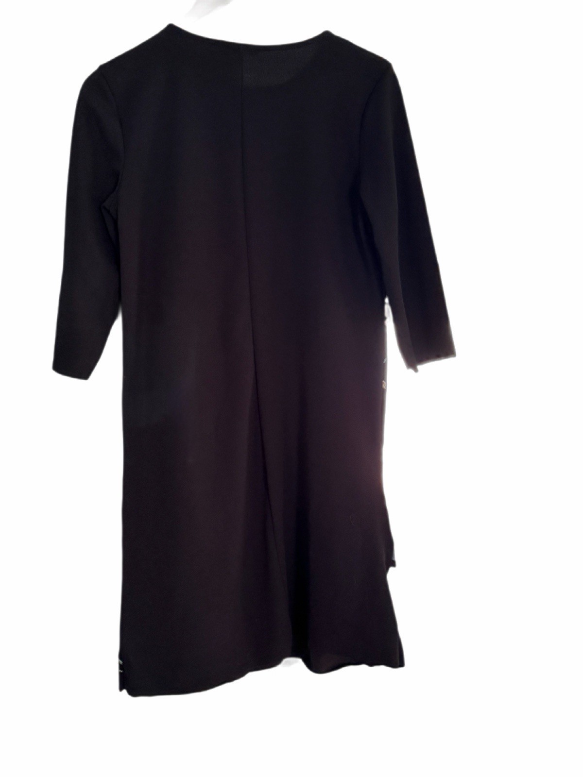 ZARA Basic Floral Chain Stripe Tunic Shift Dress Black 3/4 Sleeve sheath