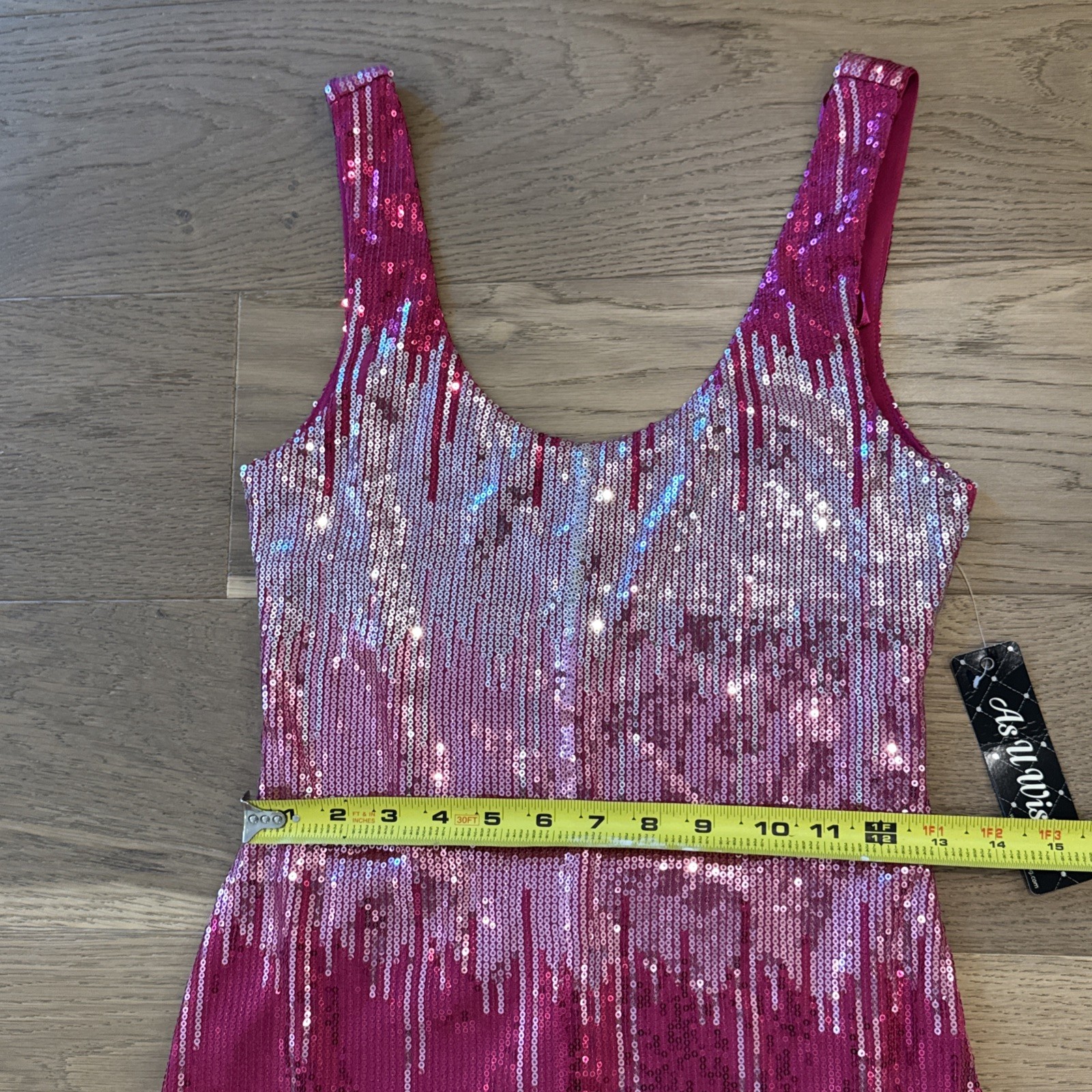 NWT As U Wish Pink Sequin Bodycon Mini Dress Juniors M Ombre Party Club Cocktail