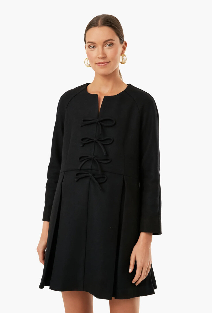 Tuckernuck Black Blair Bow Coat Dress size XXXL Women’s 3XL Long Sleeve A-Line