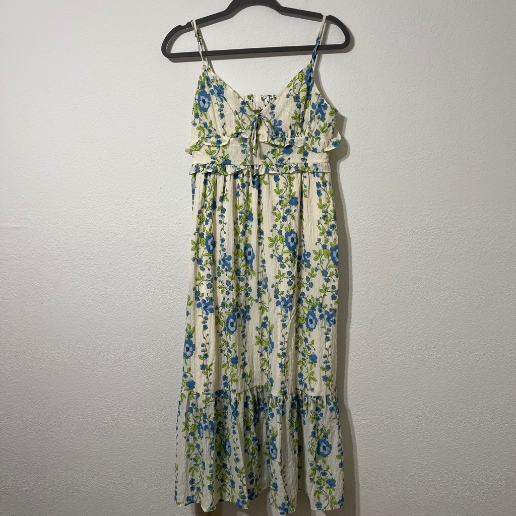 Band of the Free Floral Midi Dress Cottagecore Coquette Boho Prairie L