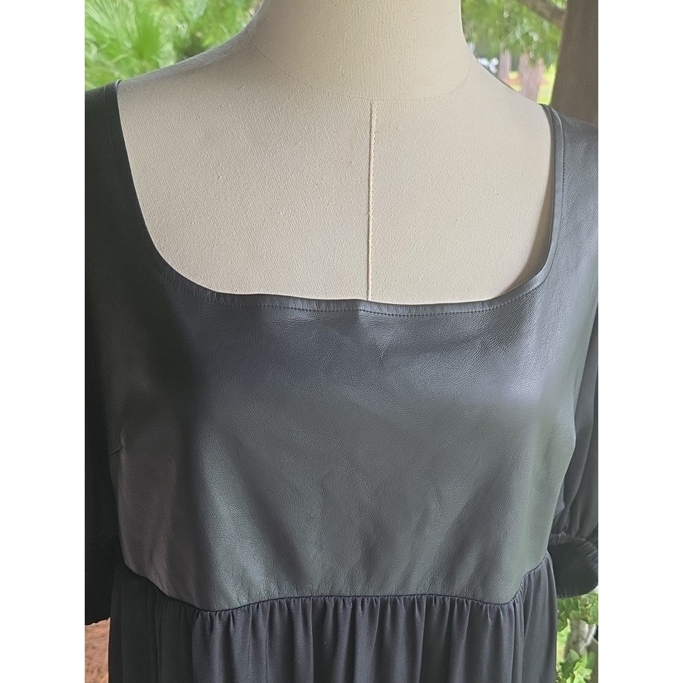 Emily McCarthy Daphne Black Cocktail Dress With Faux Leather Bodice Size Large