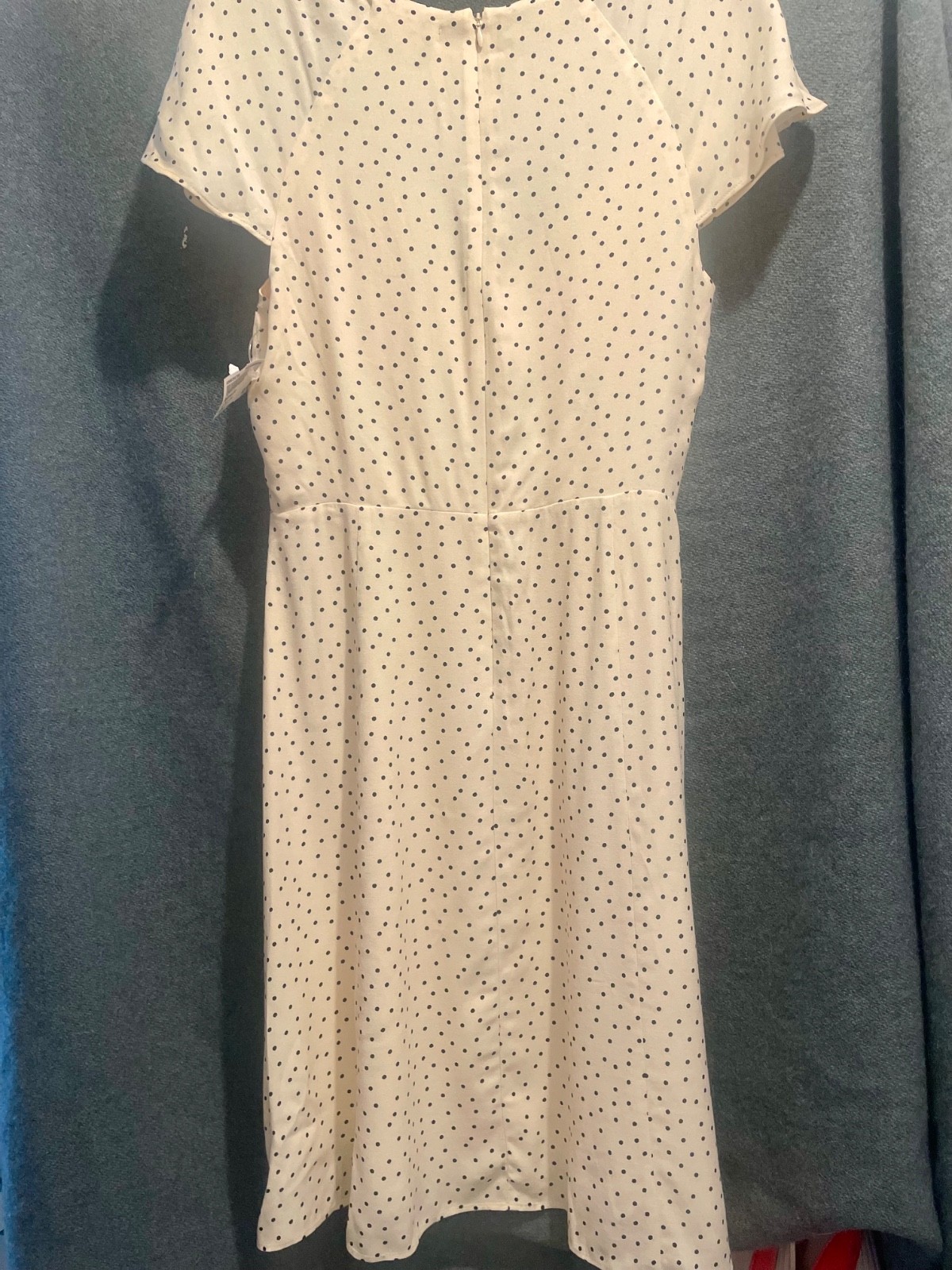 Reformation Novia Polka Dot Flutter Sleeve Dress in Salt and Pepper, Size 10 NEW