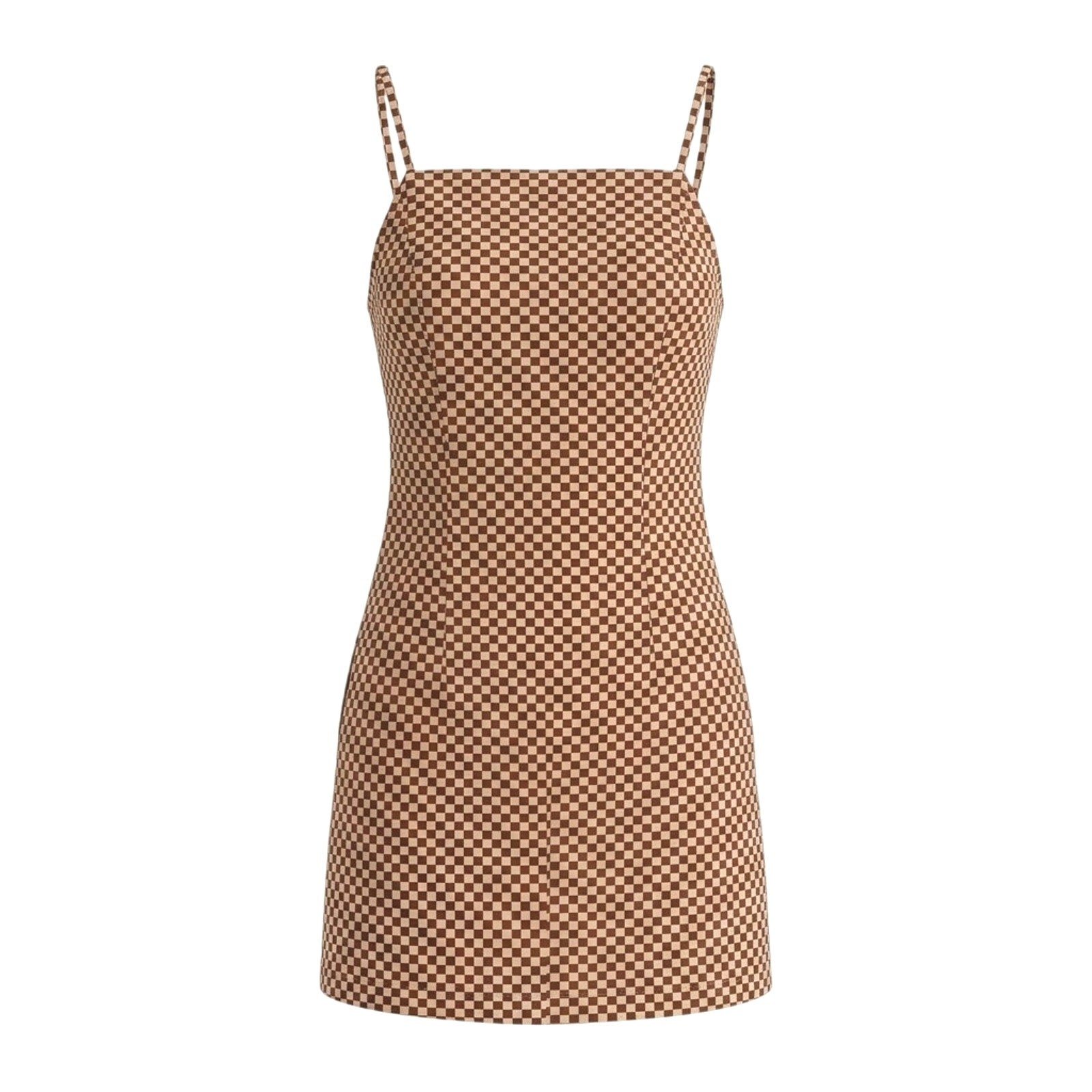 Levi’s Checkerboard Mini Dress Brown Pink NWT Size Small Retro 90s Style Y2K