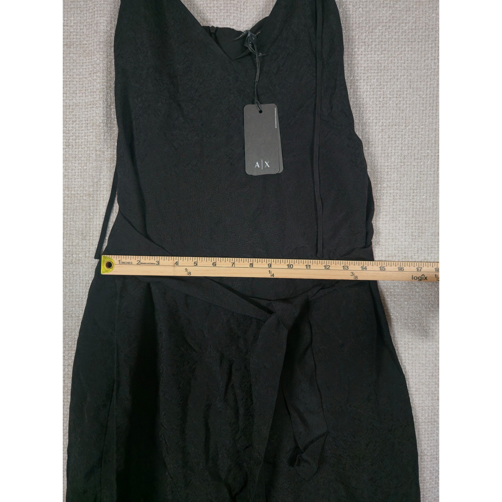 AX Armani Exchange Black Spaghetti Strap Midi Dress Size 14 NWT