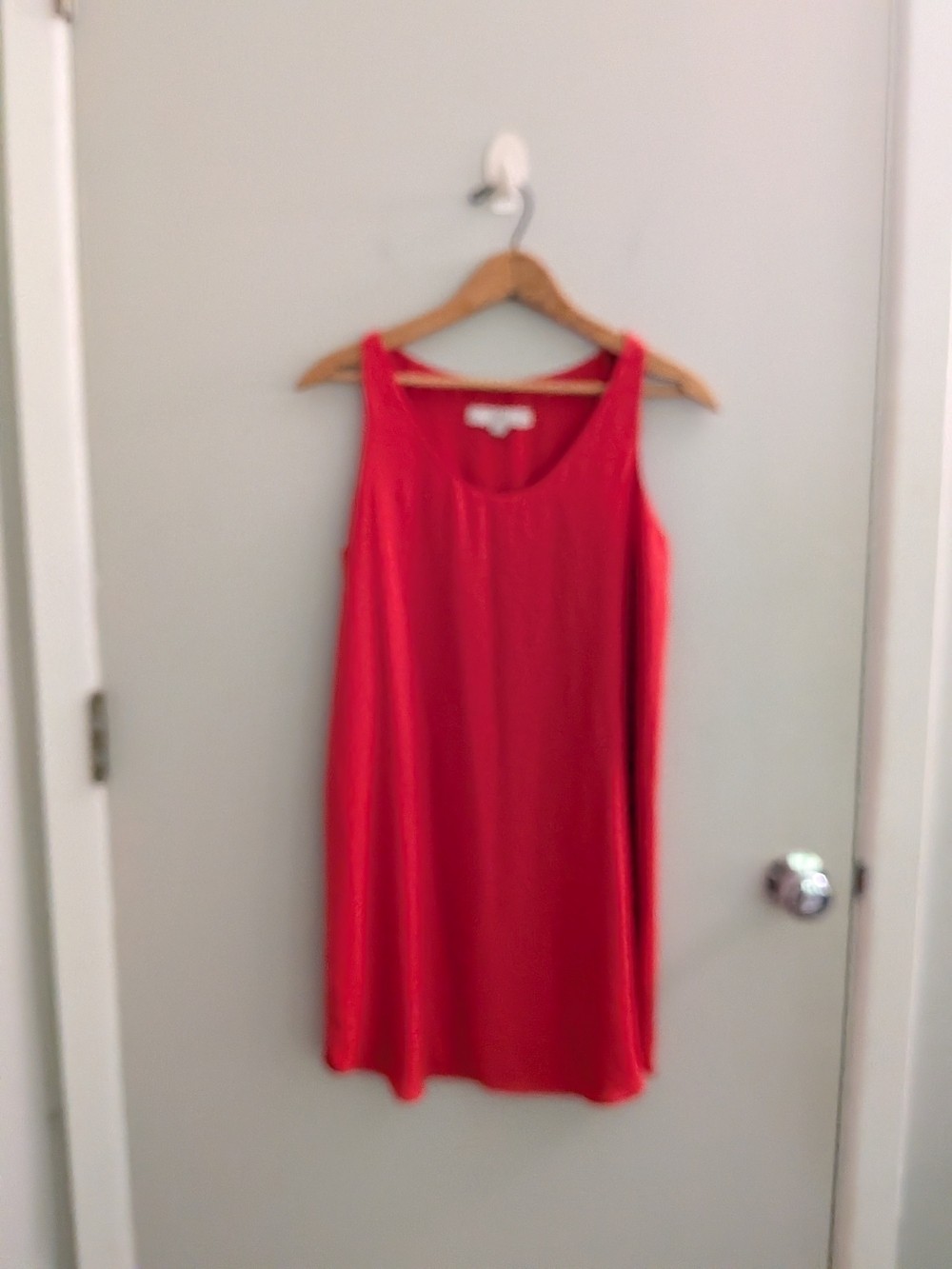 LOFT Bright Coral Sleeveless Shift Dress Size XXSP Slip Dress With Ribbon Belt