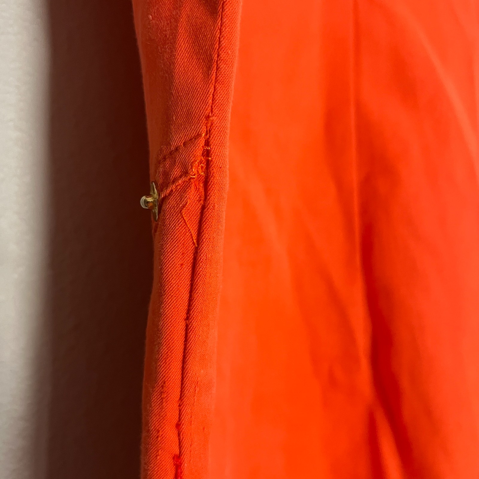 CELINE Vintage Orange Snap Button Shirt Dress womens 40 US 8