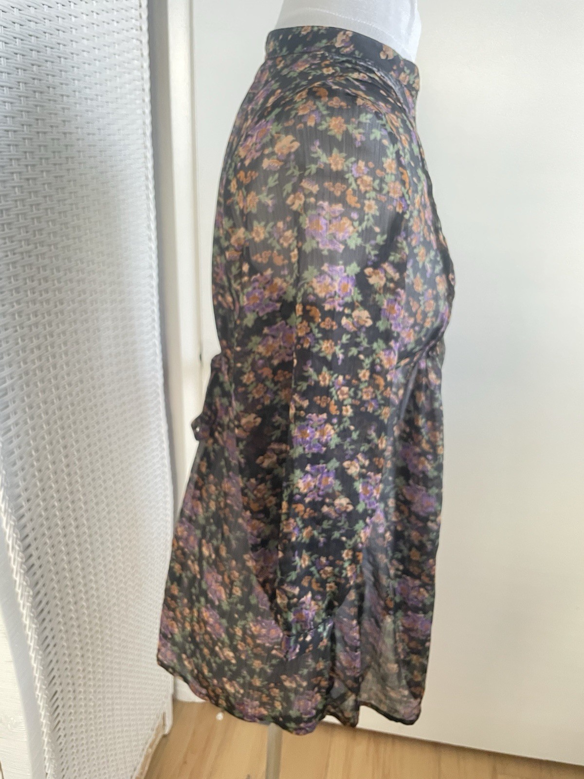 Buckle Daytrip Floral Sheer Tunic Mini Dress V-Neck 3/4 Sleeve