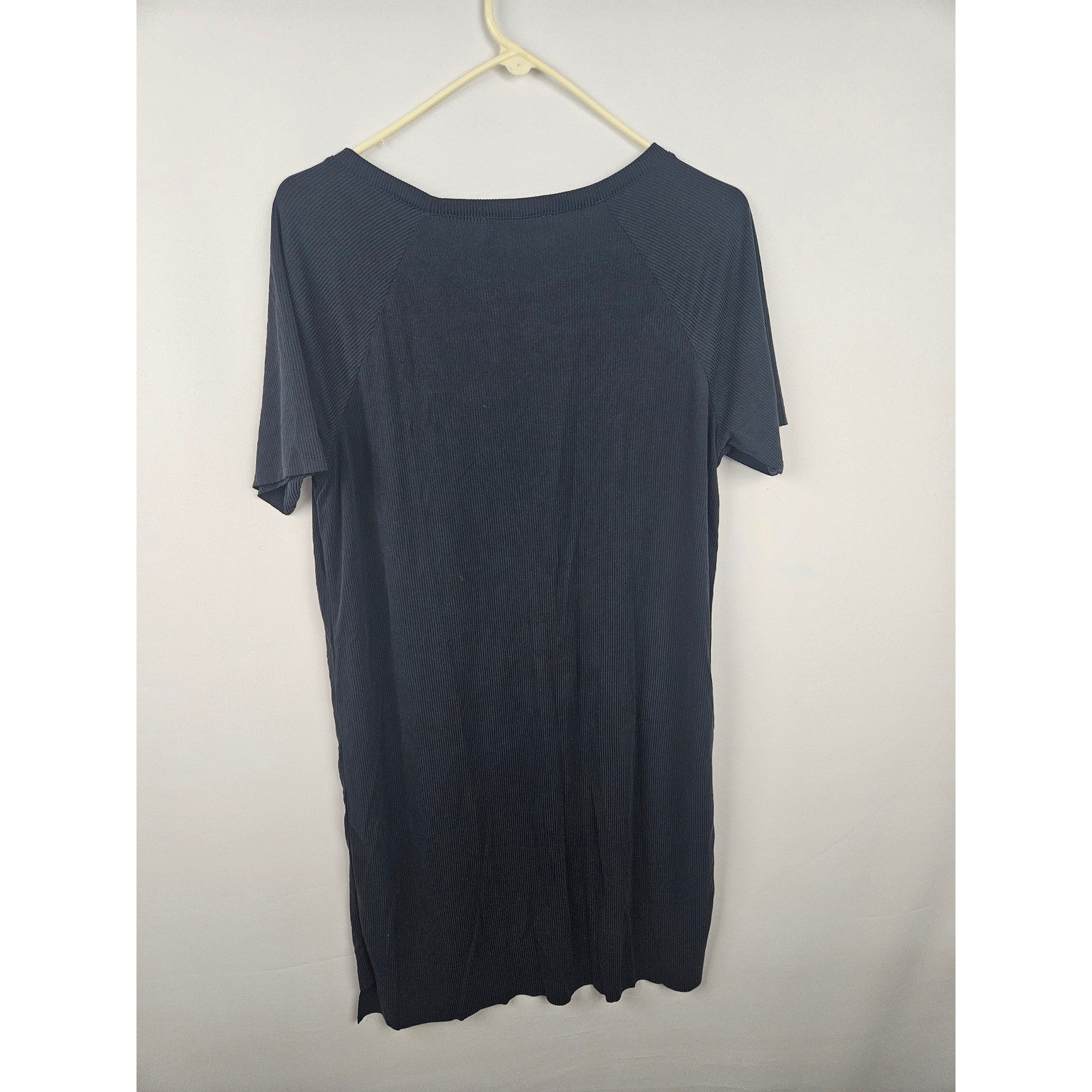 Double Zero Navy Blue Ribbed Knit Short Sleeve Shift T-Shirt Dress Medium