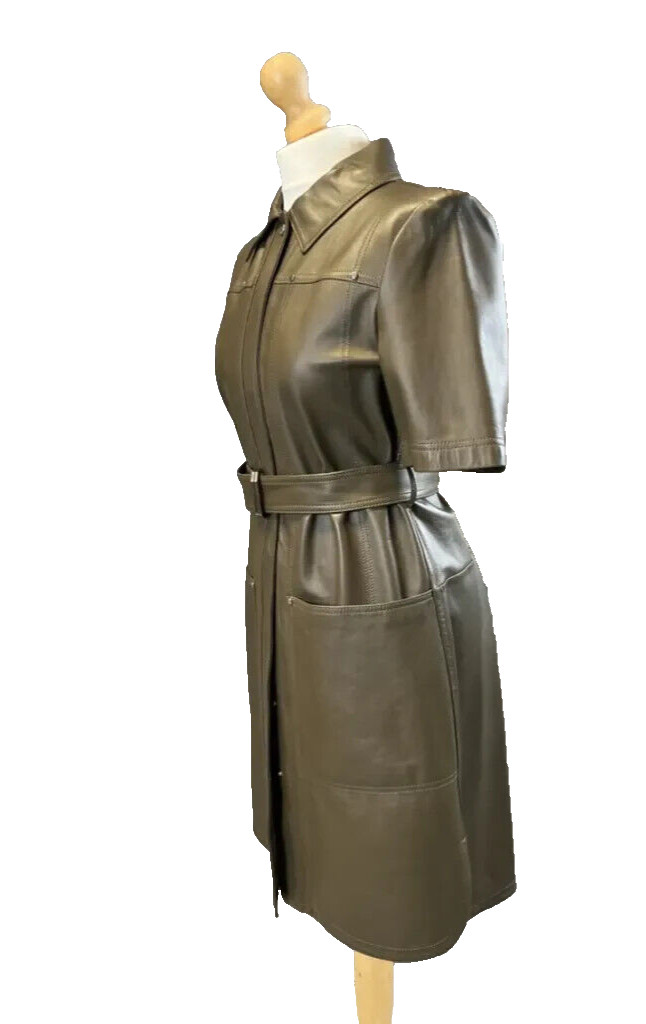 🌟 Sportmax by MAX MARA Nappa LEATHER Dress Usa2_ It36_ De32_ Uk4_ Fr34
