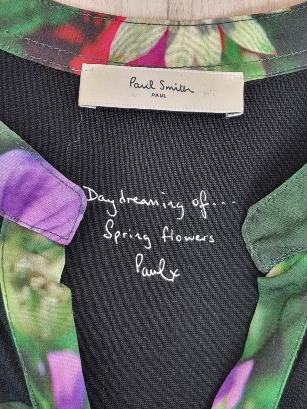 Paul Smith Black T-shirt Dress Medium – Bold Digital Floral Print Spring Flowers