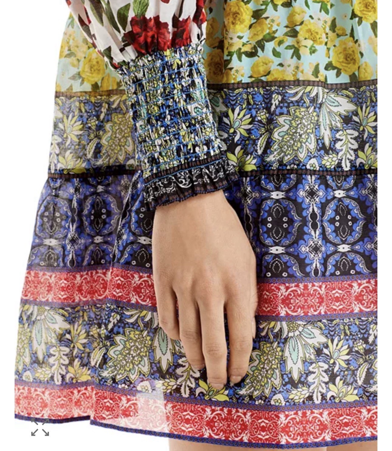 Alice + Olivia Rowan French Quarter Multi Patchwork Floral Silk Blend Dress S