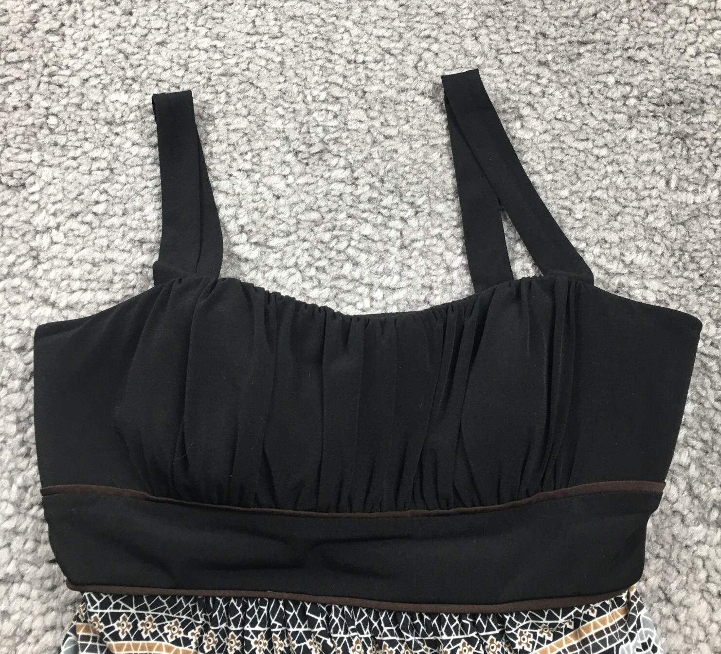 Intermission Womens Sleeveless Dress Sz 8 Black Mosaic Pattern Tie-Back Lined