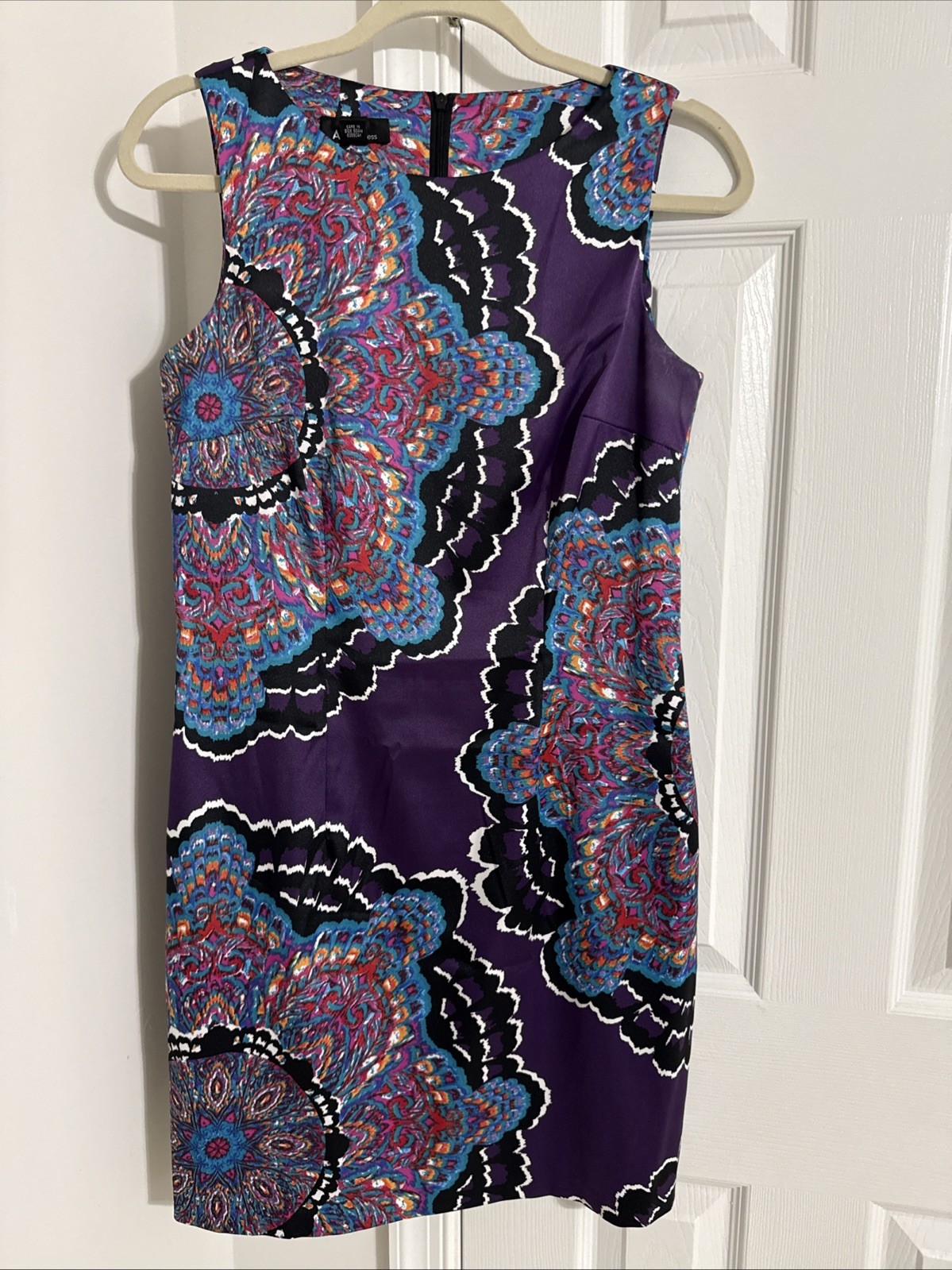 ALYX Limited Purple Black & White Floral Sleeveless Sheath Dress Size 8