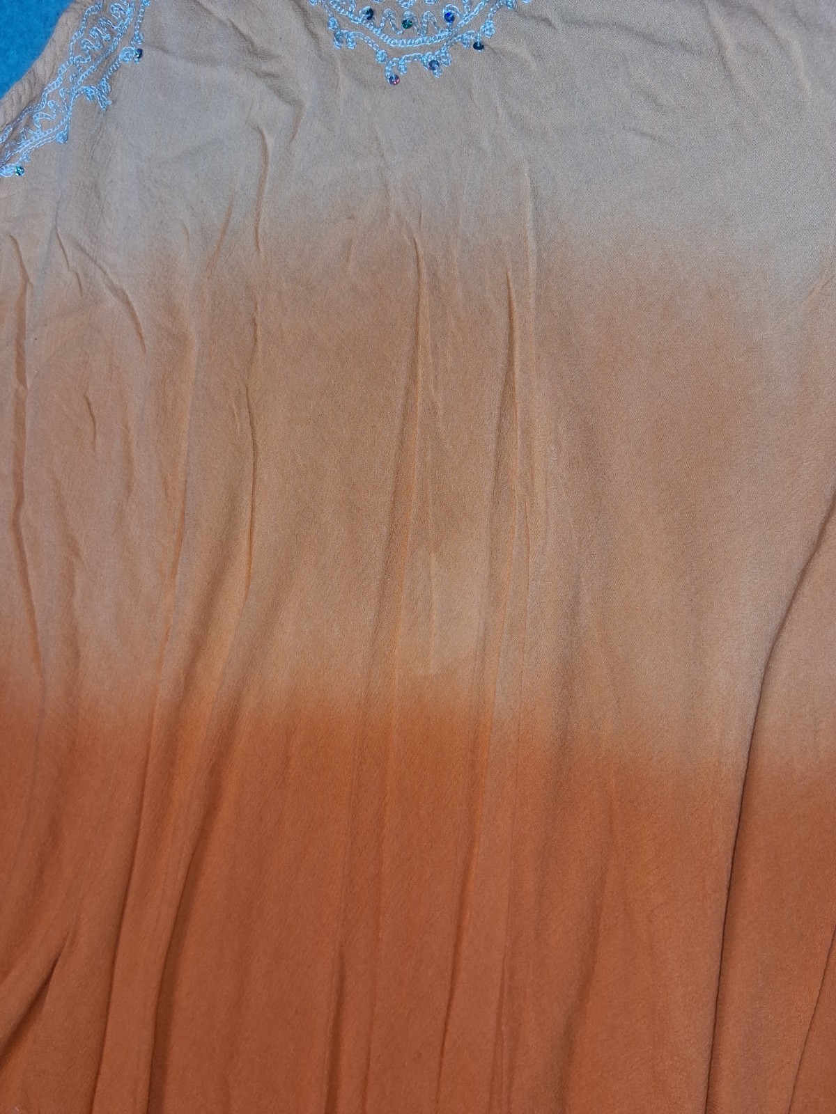 Whispers Embroirdered Ombre Tunic Cover Up Dress Free Size Gradient Orange Boho
