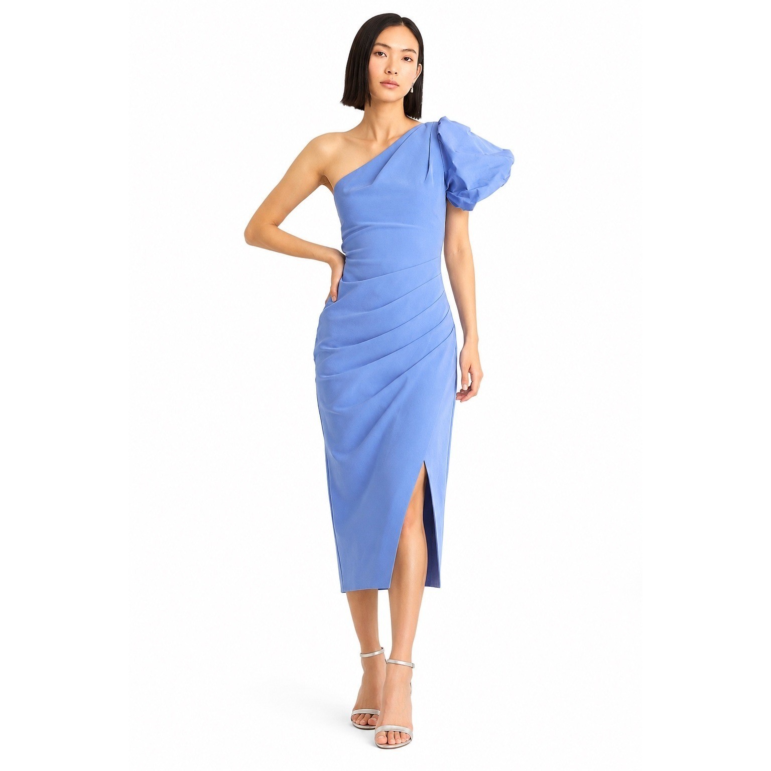 Lauren Ralph Lauren One Shoulder Dress Women 18 Loch Blue NWT Crepe Cocktail