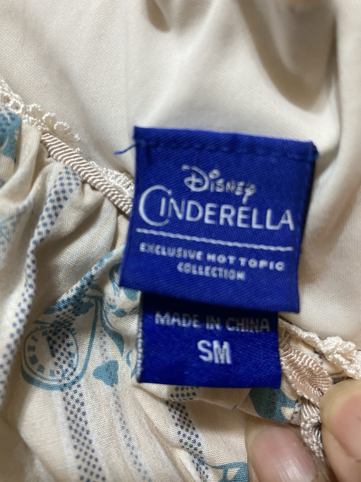 Disney Hot Topic Cinderella Fit & Flare Dress Lace-Up Small Blue Beige Floral