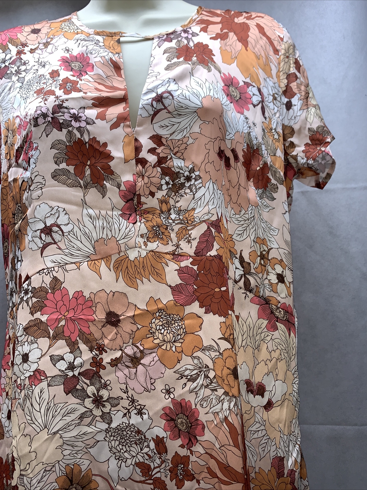 Daisy Drive Floral Trapeze Pullover Dress Womans Size L Autumn Fall KG