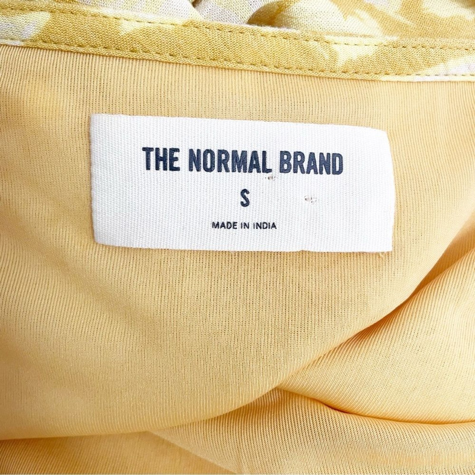 NWT The Normal Brand Ezra Crepe Deep V Button Thru Dress Yellow Size Small NEW