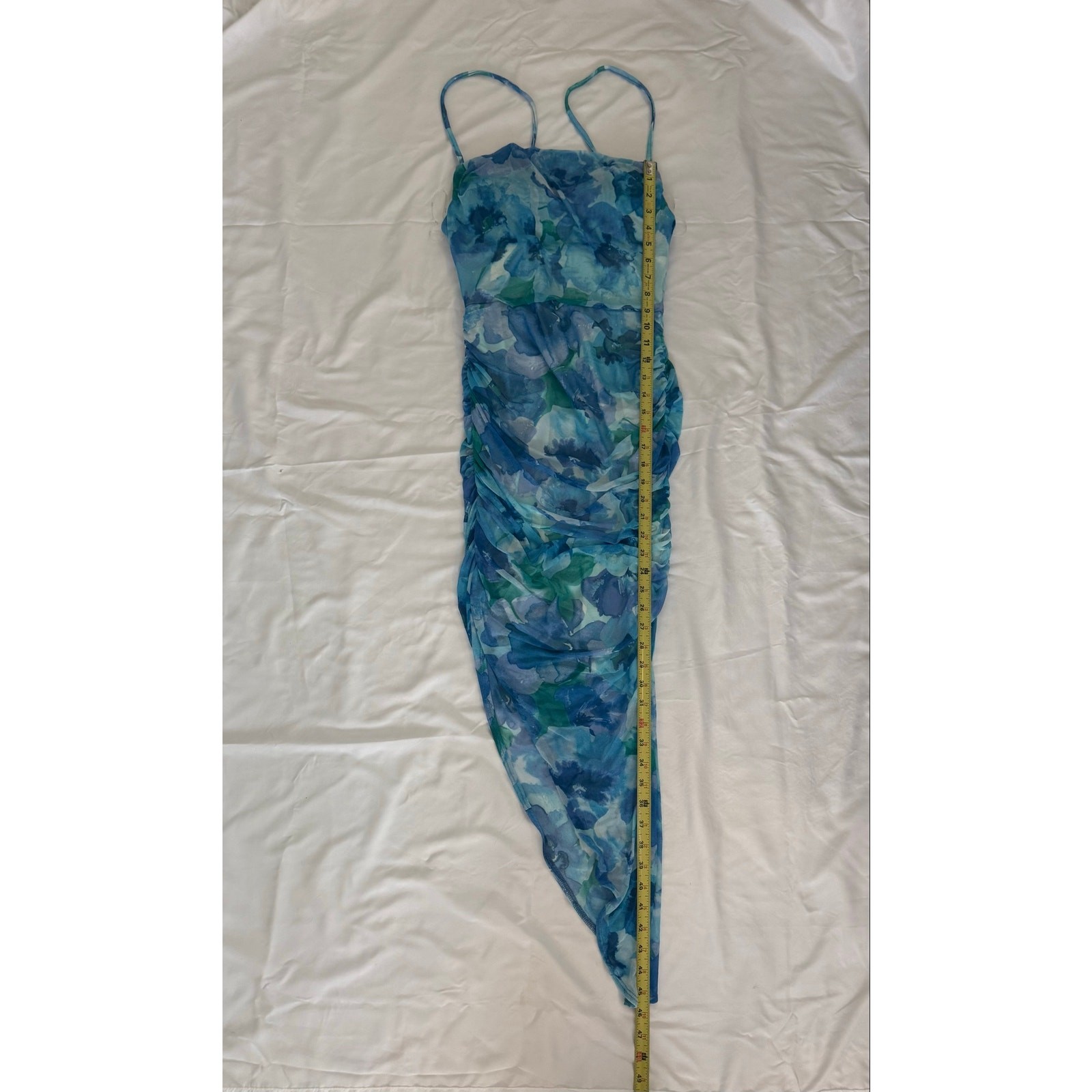 Iris dress blue mesh fabric