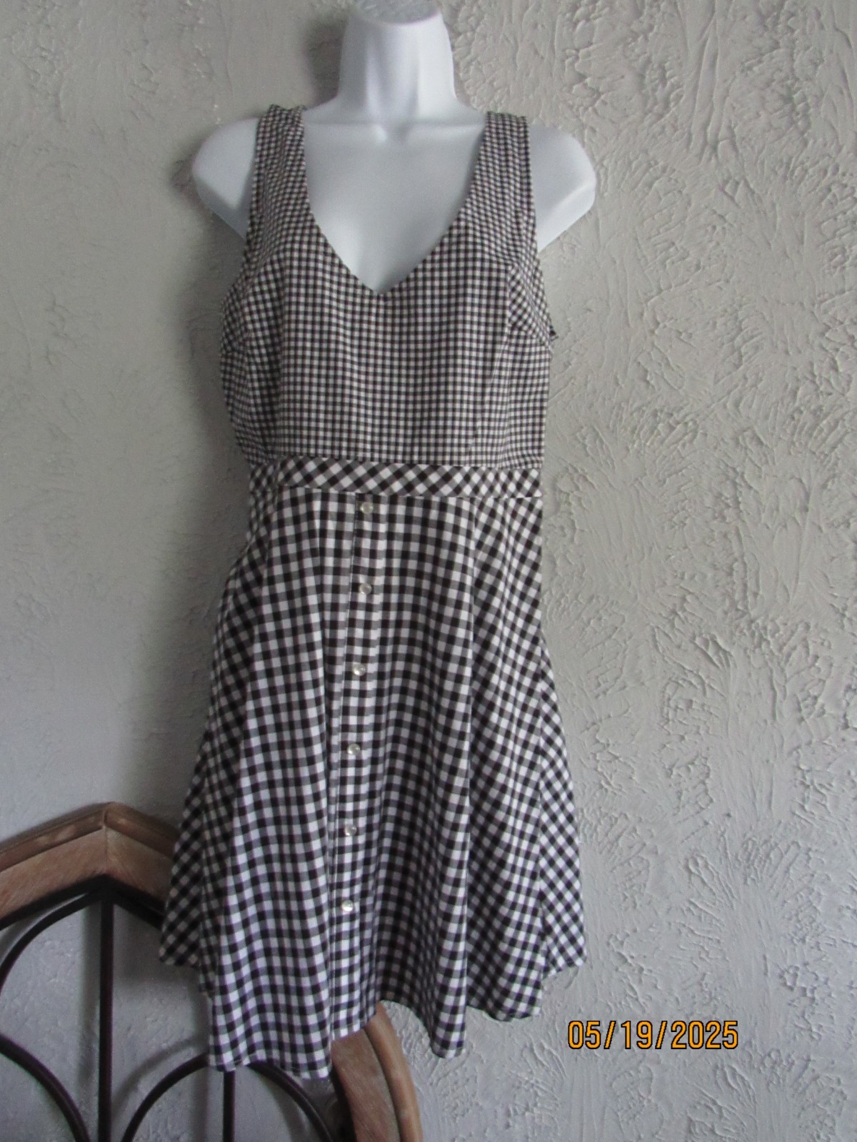 Sequin Hearts nwt sz 7 cotton blend sundress black white checked pearl buttons