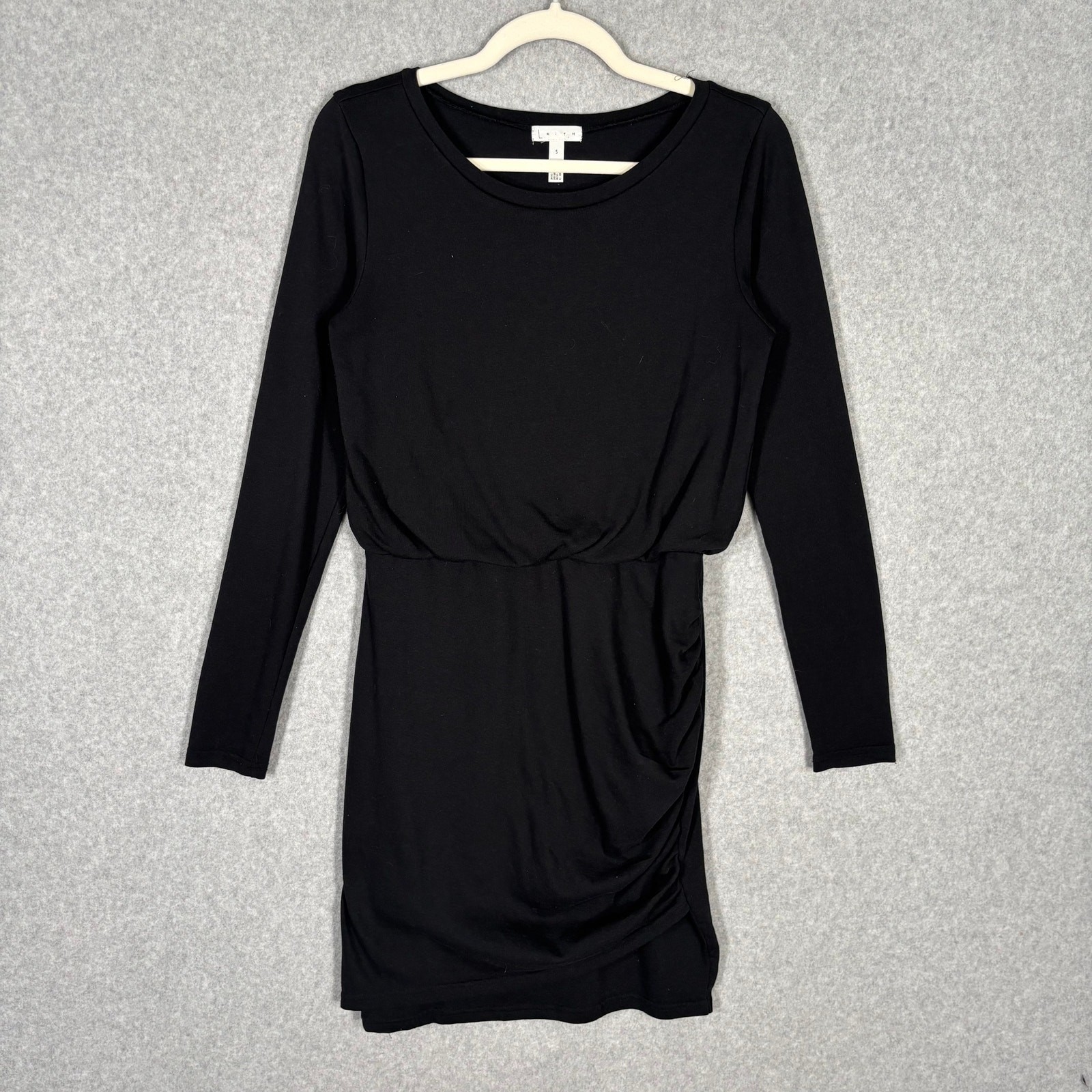 Leith Dress Small Knee Ruched Wrap Jersey Stretch Quiet Comfort Capsule Minimal