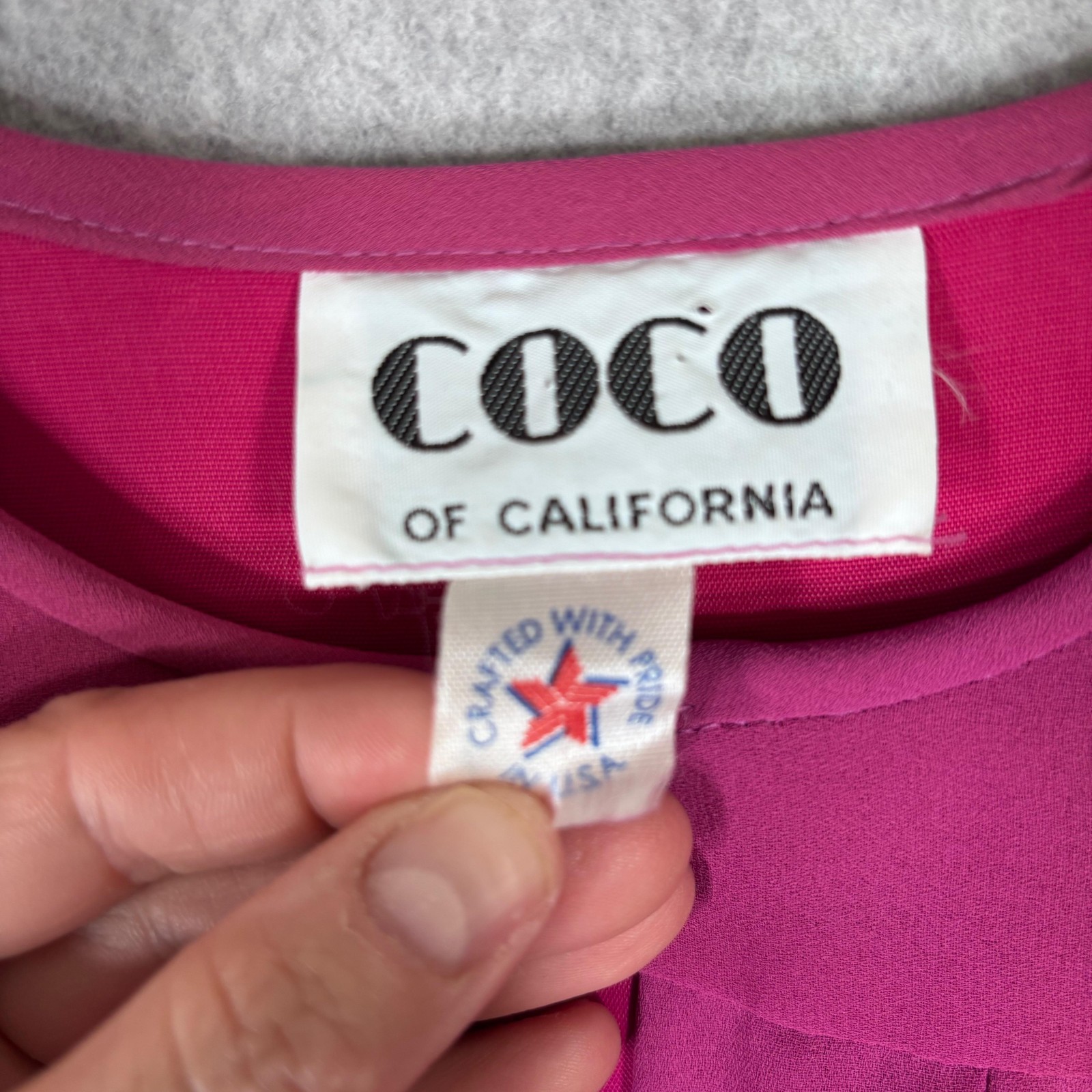 Vintage 80s Coco California Dress Medium Midi Pleated Drop Waist Bow Fuchsia USA