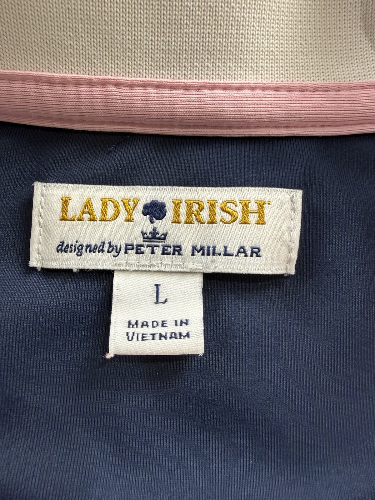 Lady Irish Peter Millar Notre Dame Navy Blue Collared Sleeveless Dress Size LG