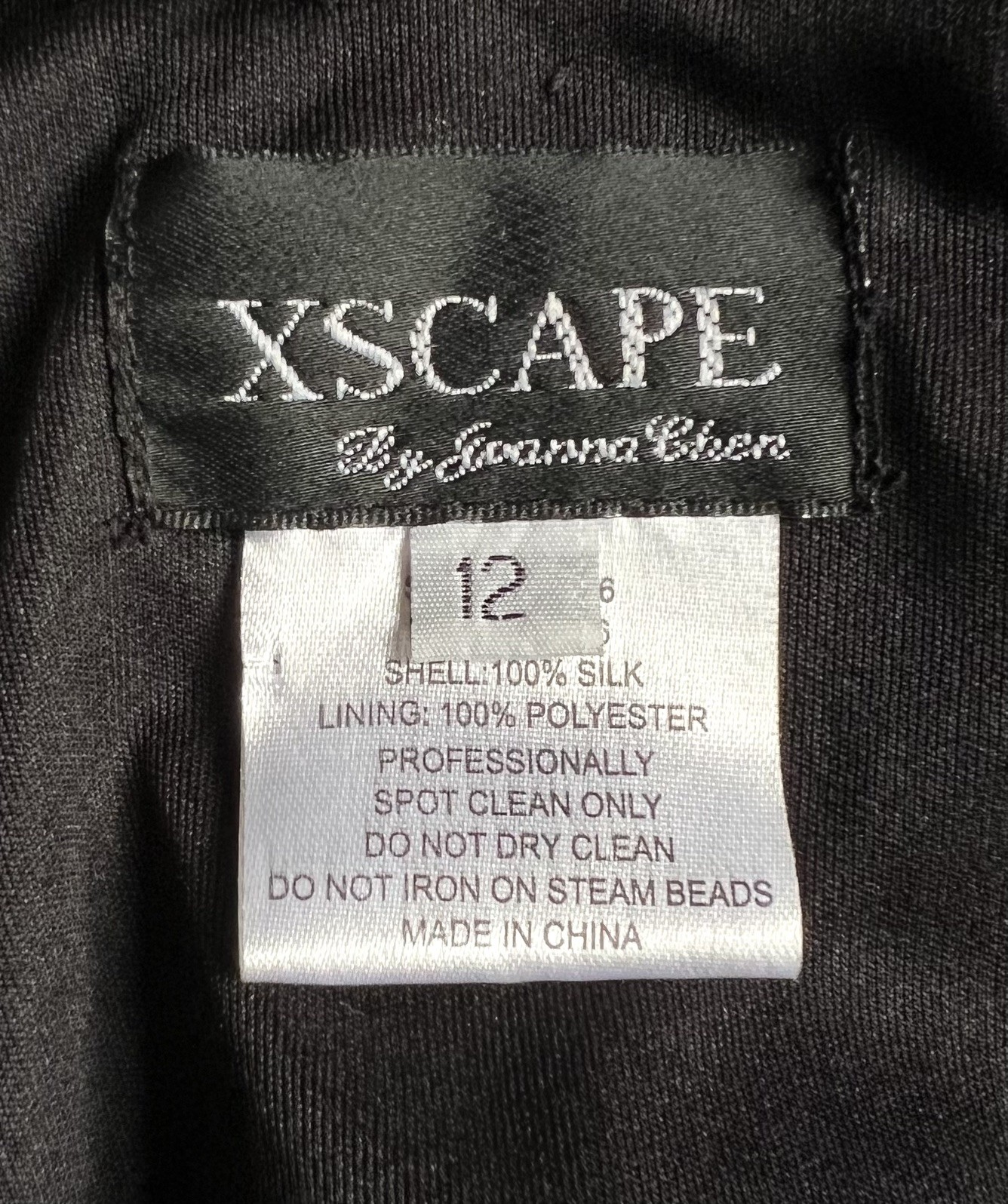 Vintage Y2K Xscape by Joanna Chen Old Hollywood Style Black Silk Beaded Dress 12