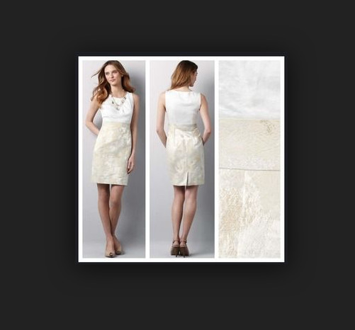 Lela Rose for Loft U.S. Size 6 Fancy Dress Gold & White Ivory Sleeveless