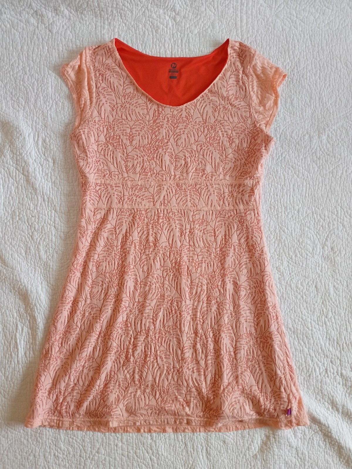 Merrell Womens Size XL Dress Select Wick Monstera Peach Orange Lined Cotton