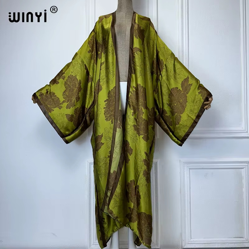 Africa Boho Print Kimonos Long Dress Flowy Cardigans Beach Outfits Kaftan Abaya