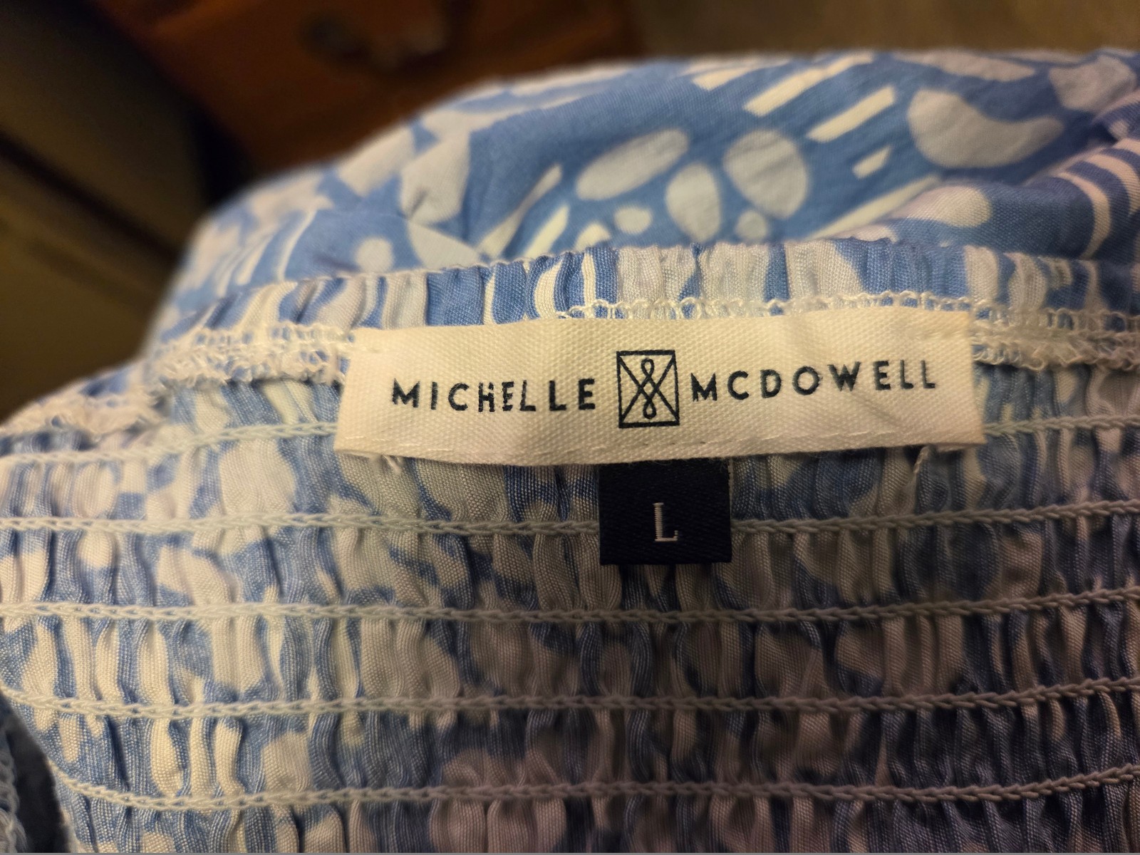 Michelle McDowell Dress Womens Blue Floral A Line Tiered Maxi Sundress Large