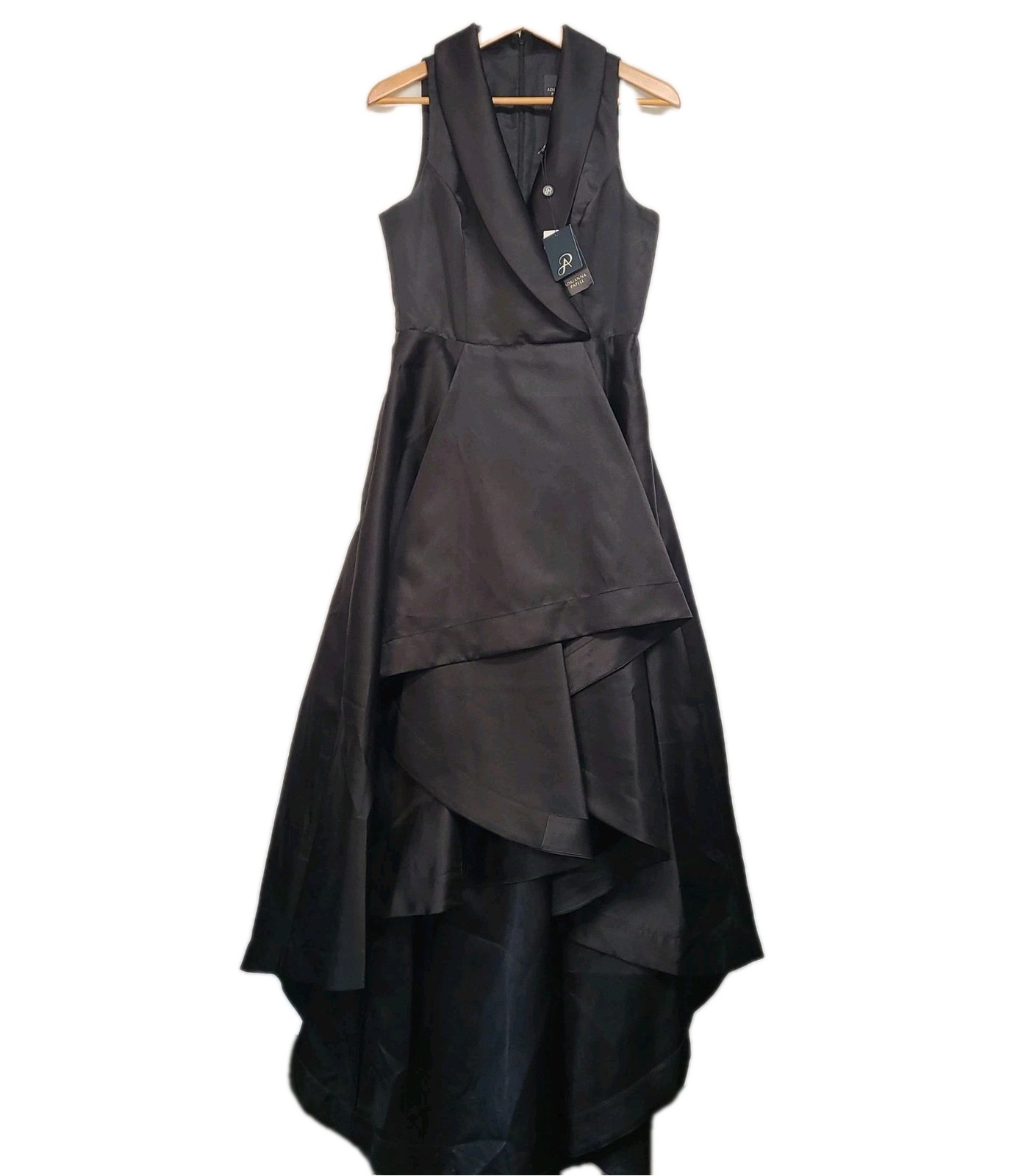 New Adrianna Papell High Low Black Gown Size 6 –New With Tags!