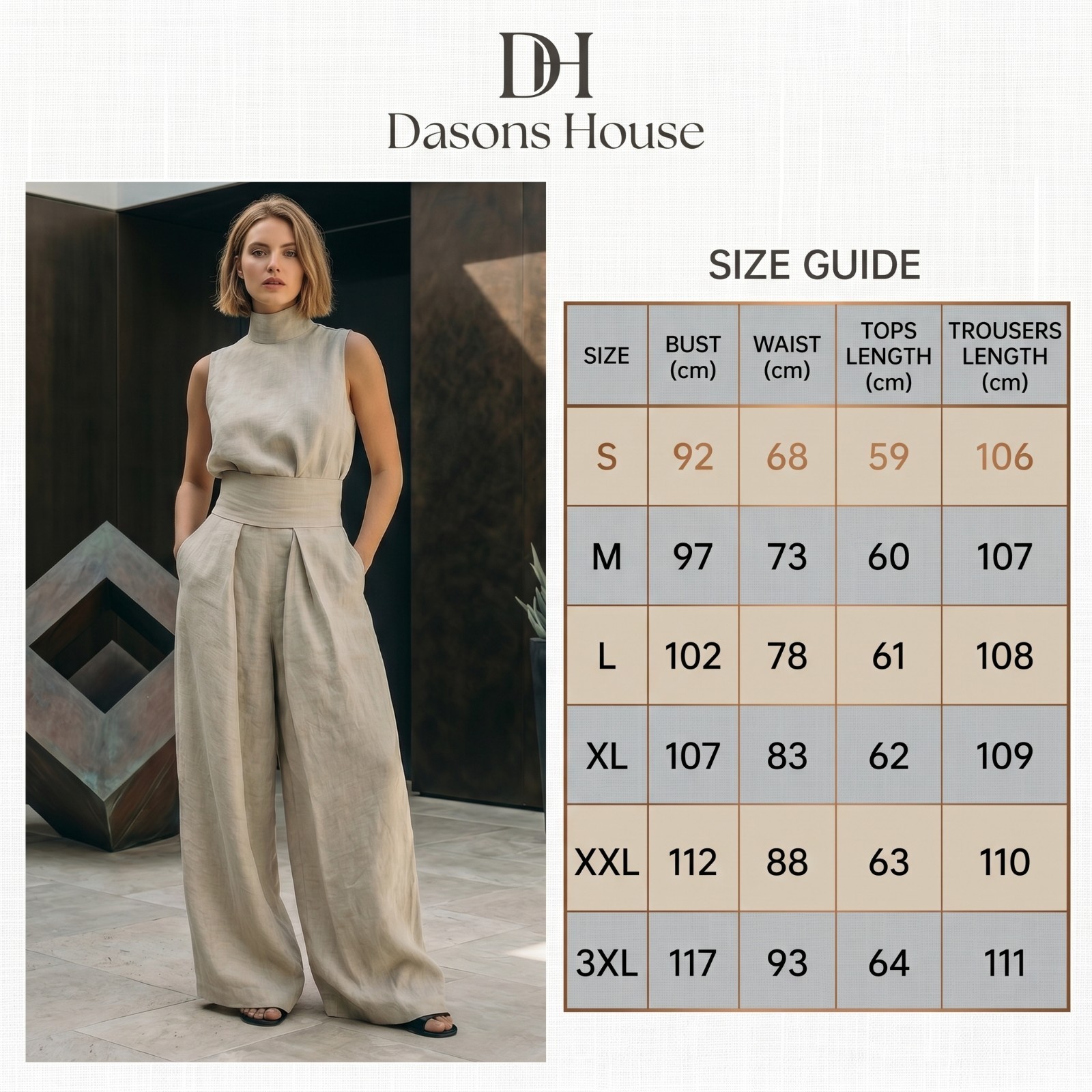 Linen Two Piece Set Mock Neck Sleeveless Top Wide Leg Pants Jumpsuit Matching