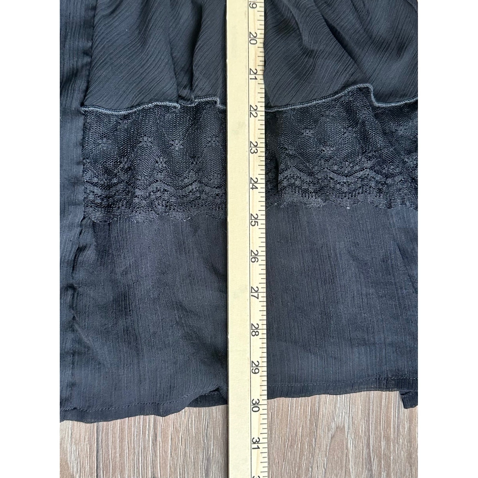 Black Lace Ruffle Mini Dress Coquette Dark Cottagecore Goth Whimsy Women XXS