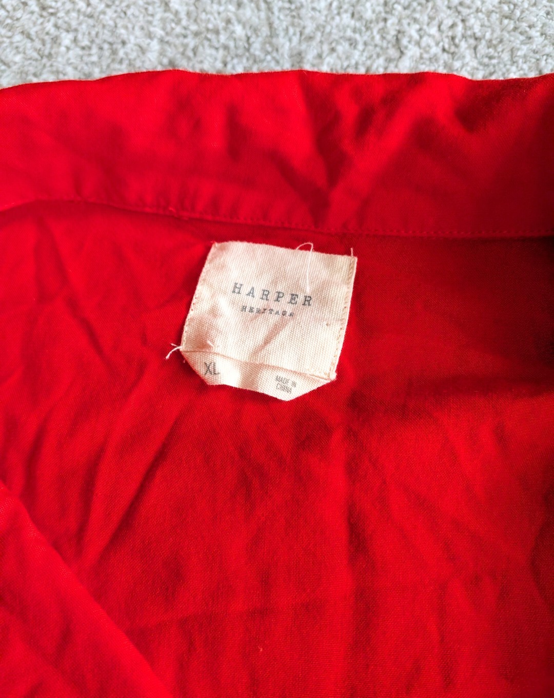 🌼B2G1🌼 Harper Heritage Cherry Red Button-Front Midi Dress Size XL NWOT