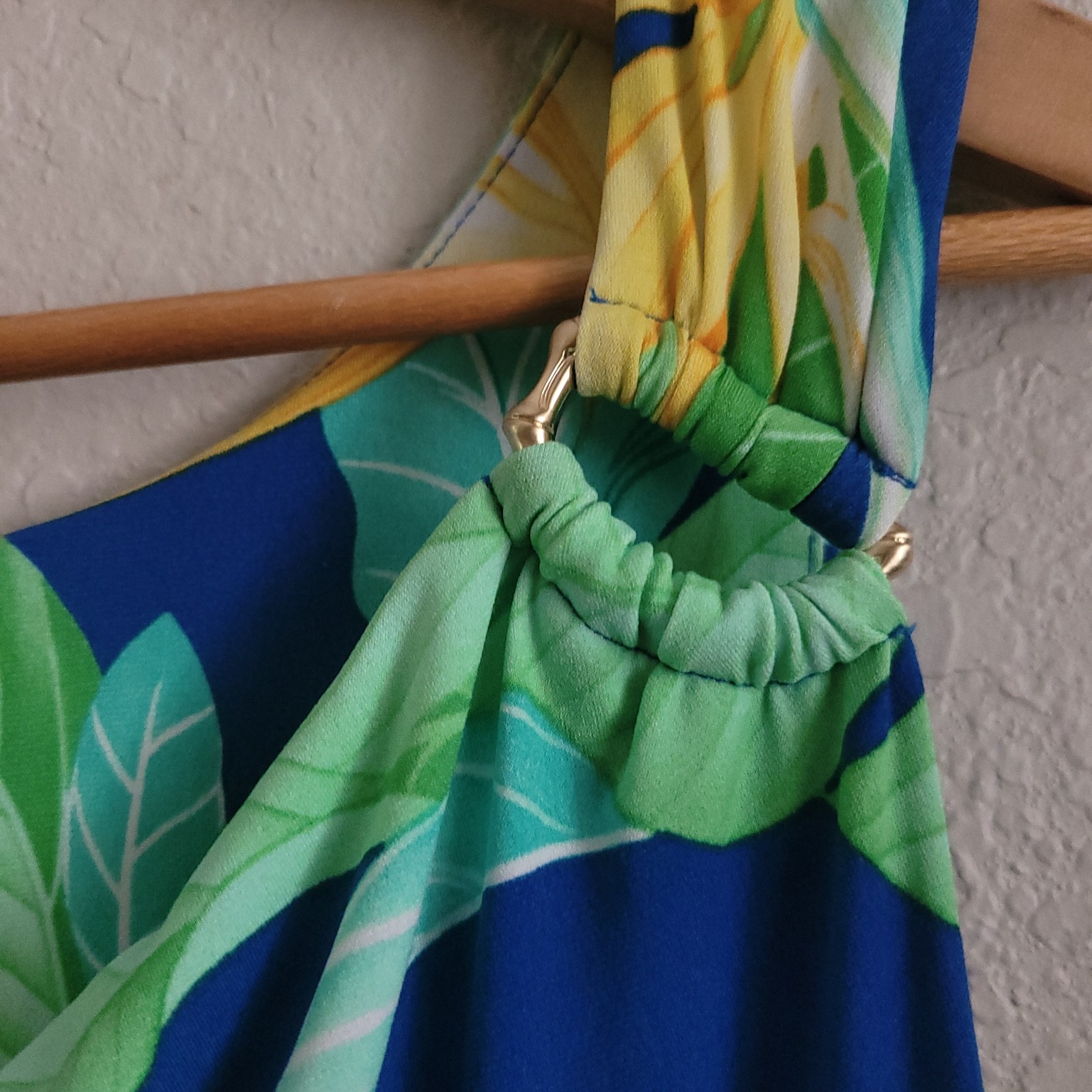 Tommy Bahama Nirvana Night Maxi Dress L Tropical Resort Boho Floral Blue Green