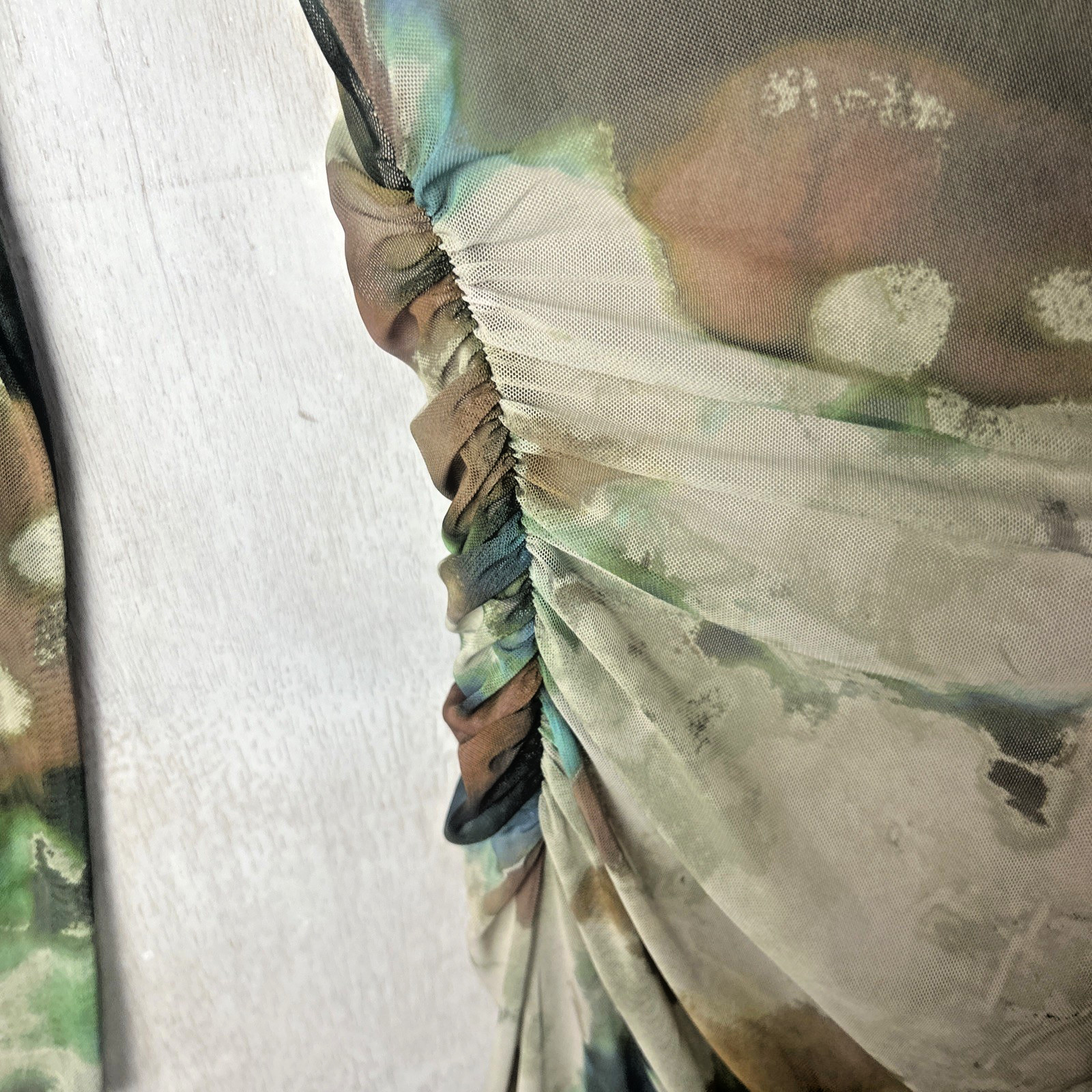 Zara Long Tie-dye Tulle Green Dress Size Medium New with Tags (J)