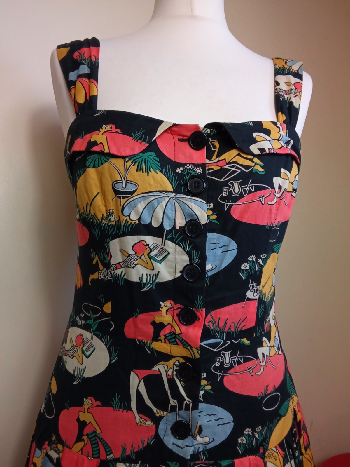 Emily and Fin Sundress Medium 12 Beach Lady Pool Print Summer Dress Pockets