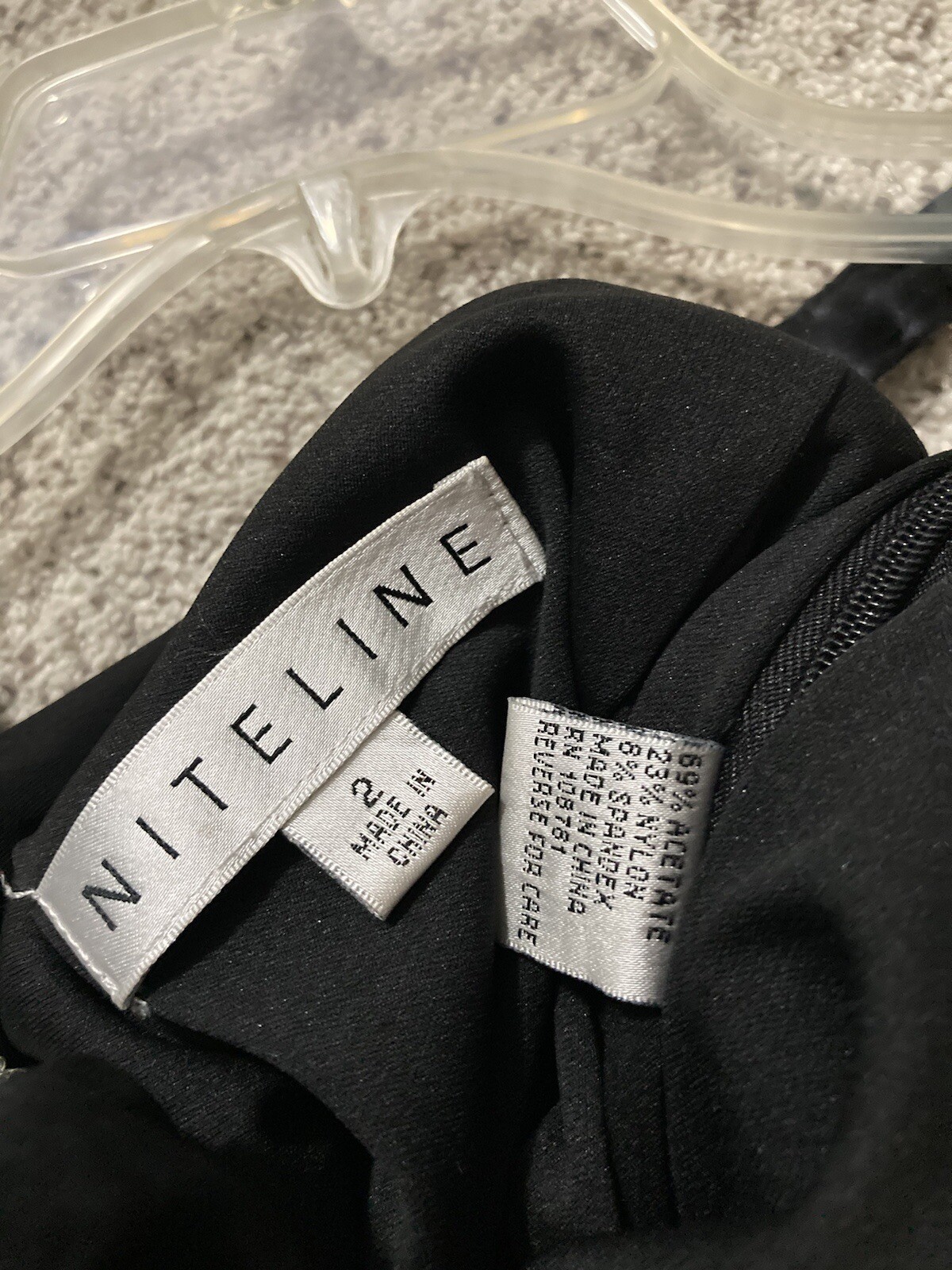 Niteline Black Beaded Strap Neckline Ruched Cocktail Dress Size 2 NWOT