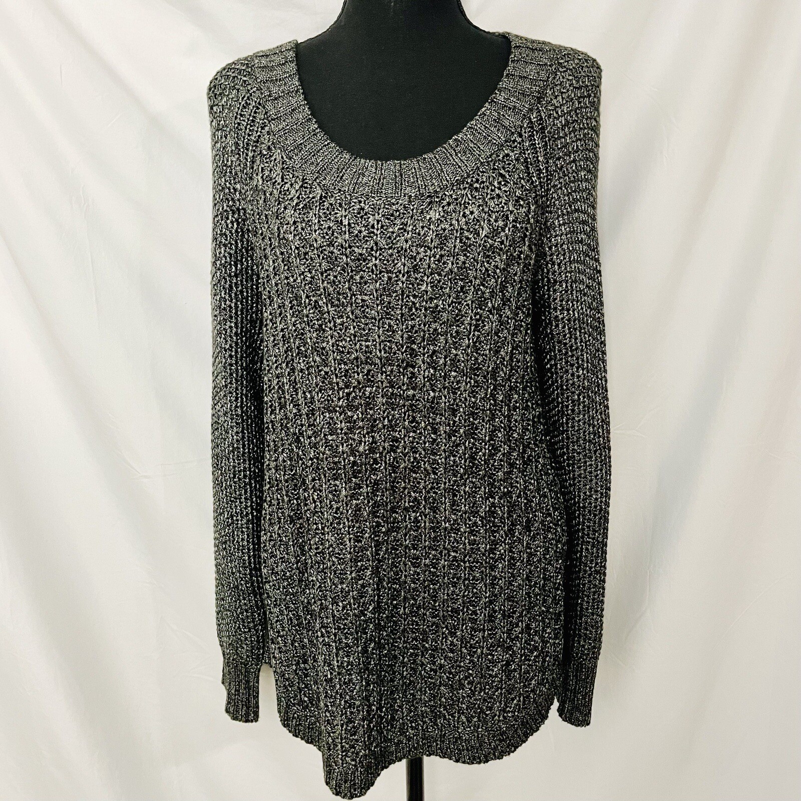 Calvin Klein Jeans Women’s XL Knit Sweater Dress Long Sleeve Black Silver