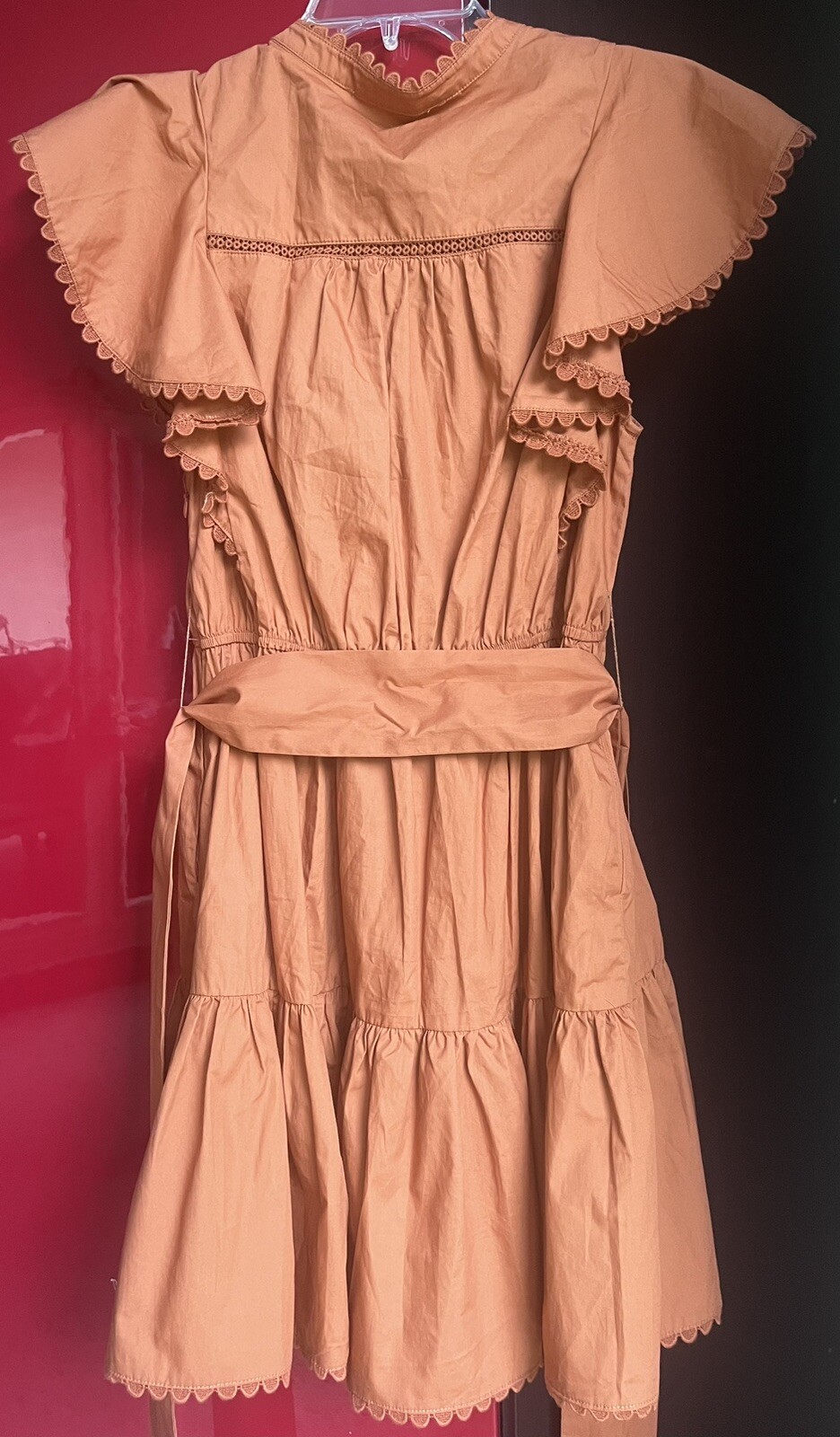 Secret Mission $368 Women’s Bartolina Mini Dress Embroidered Tiered Ruffle Small