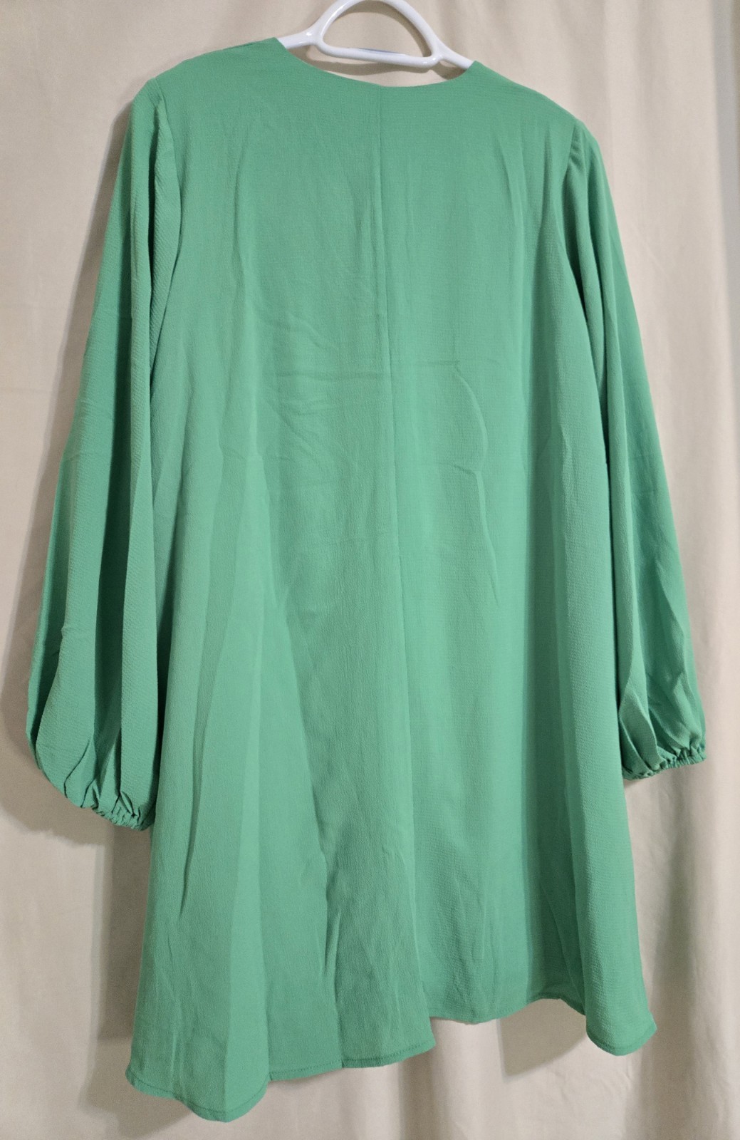 SHE + SKY Green V-Neck Long Bubble Sleeve Dress Size Small New With Tags