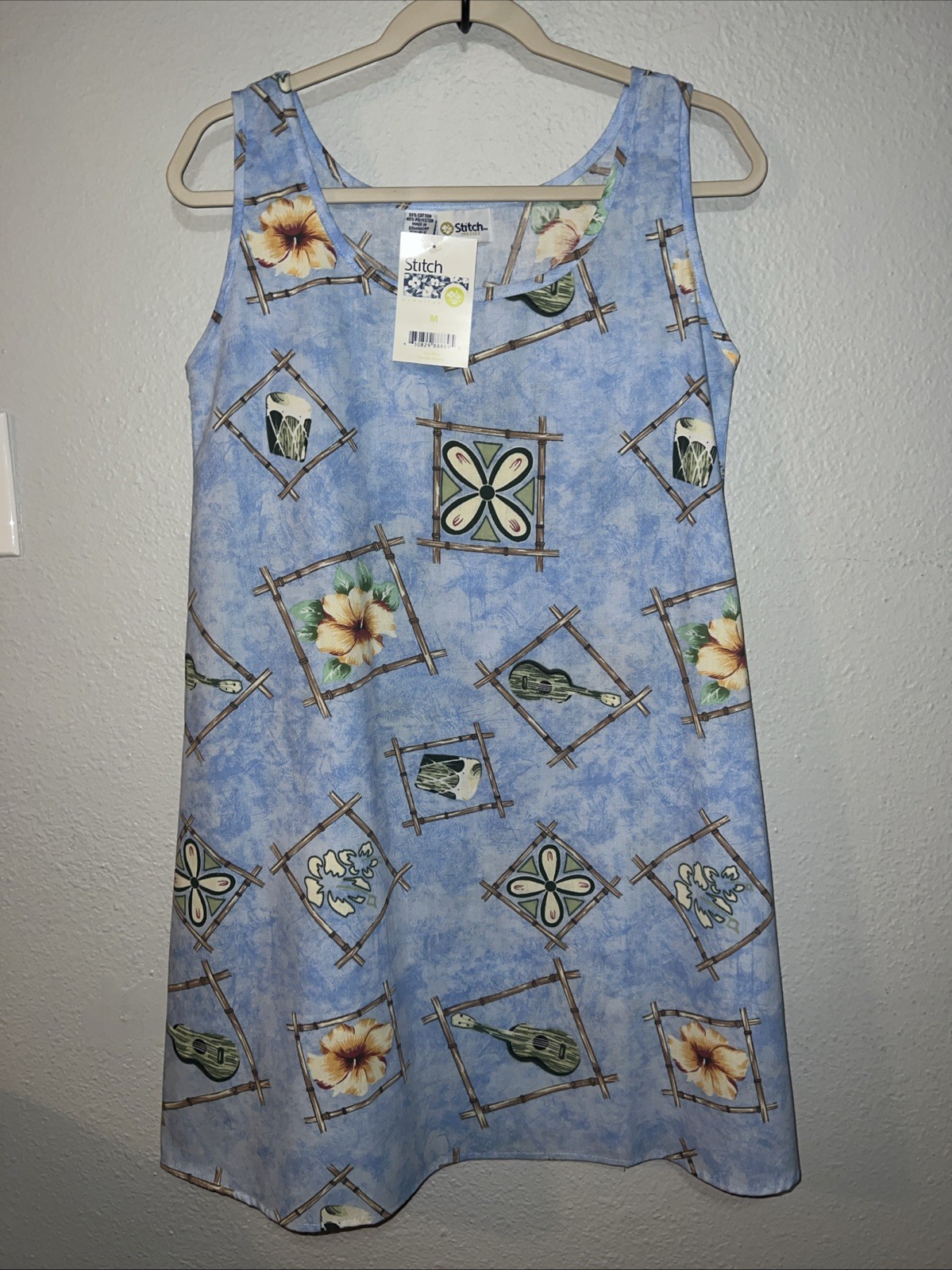Stitch Hawaii blue sleeveless mini dress New With Tags Size M