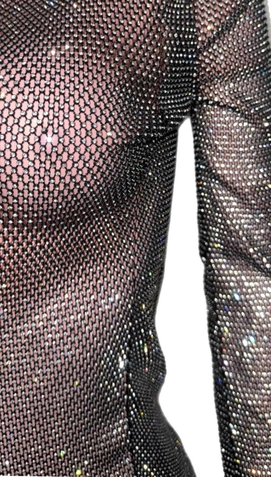 Akira S Rhinestone Sheer Micro Mini Dress Cover Up Festival Rave Sparkly Glamour